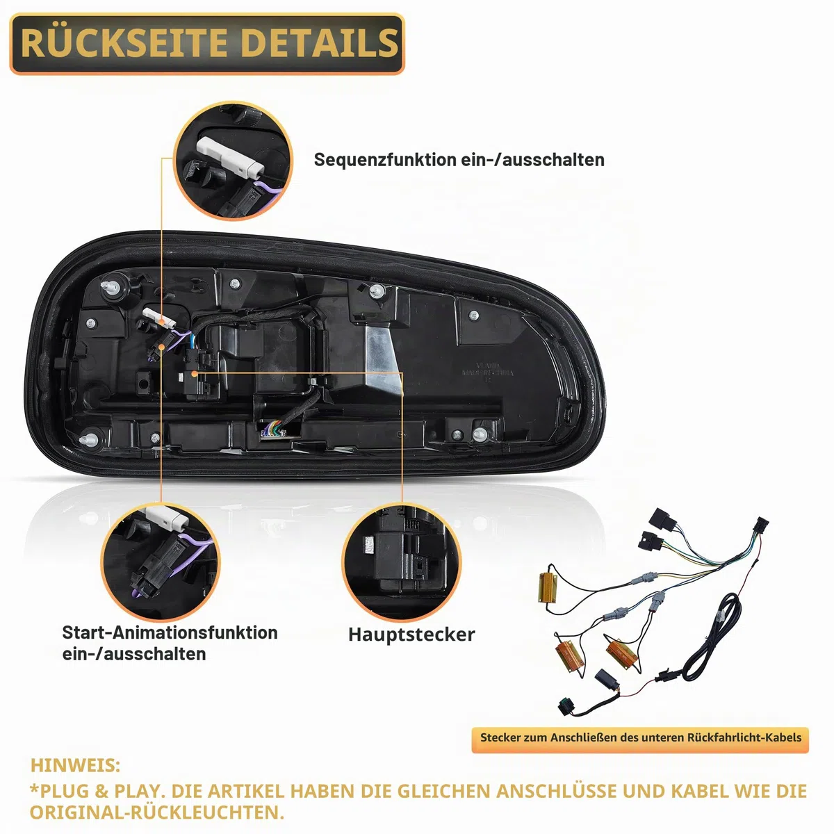 VLAND Rückleuchten Kompatibel für Mini Clubman F54 F54LCI One, Cooper, Cooper S/SD, JCW 2015-2023, Mit E-Prüfzeichen,1 Satz (Schwarz)
