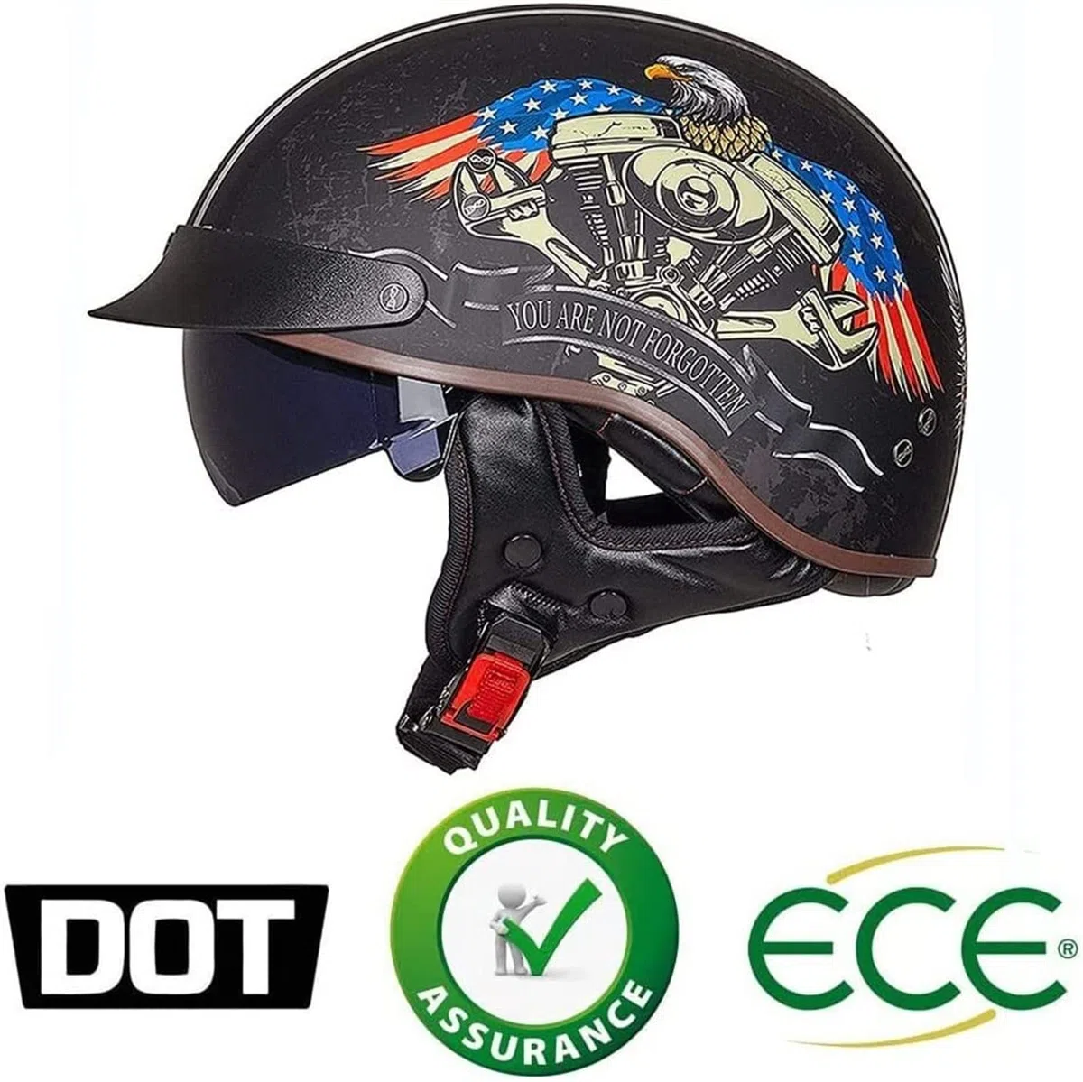 Motorrad Halbhelme Brain-Cap mit ECE Genehmigt mit Visier Brain-Cap Halbschale Roller-Helm Scooter-Helm Motorradhelm Jet-Helm Retro Für Erwachsene Herren Damen