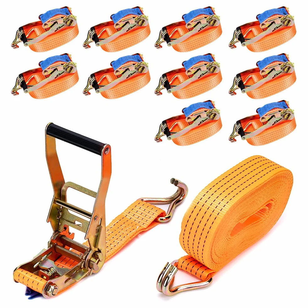 10 Stück 5000kg 10m Spanngurte mit Ratsche 2 teilig zweiteilig mit Haken Ratschengurt Zurrgurte 50mm 5000 daN 5t für die professionelle Ladungssicherung