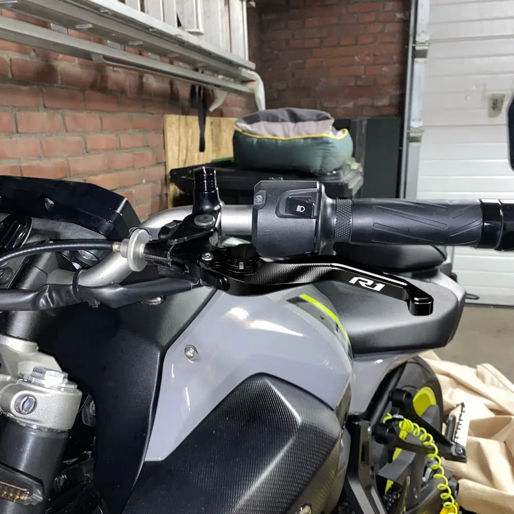 Modeer Für YZFR1 2004-2008 Motorrad Aluminium Kurzen Bremse Kupplungshebel yzf r1 Zubehör (Schwarz)