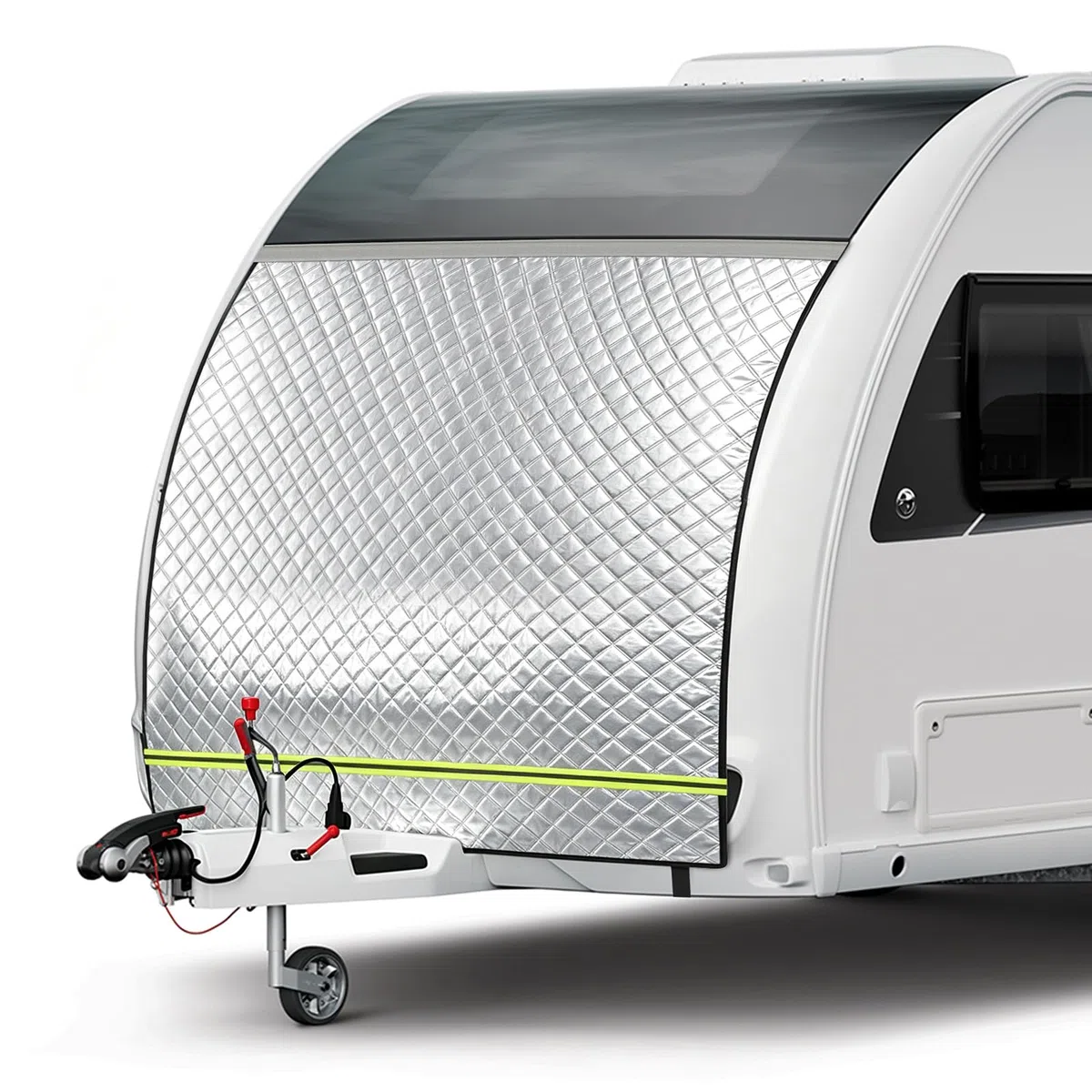 Wohnwagen Bugschutzplane Thermo, Luftvorzelt für Wohnwagen Schutzhülle Front mit Keder, Thermomatte außen Winterfest & Wasserdicht - Wohnwagen Abdeckung Bugfenster & Gaskasten (200 * 160cm)