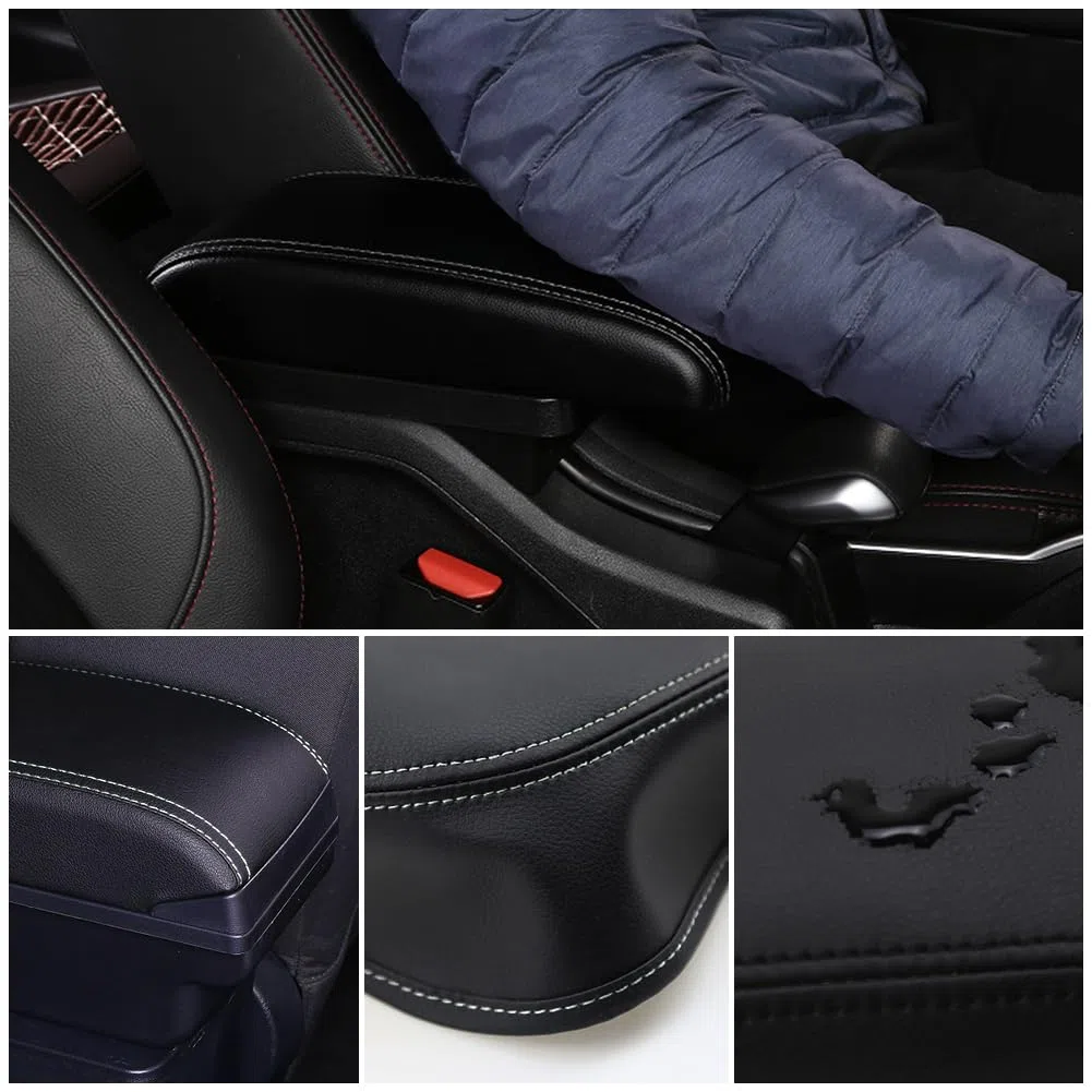 Autozubehor Armlehne für Golf 6 Armlehnen Scirocco Sagitar VW Golf 6 Golf 5 Mk6 MK5 Jetta 5 Armlehnen Zweilagige Armlehne Armauflage Leder mit weißen Linien