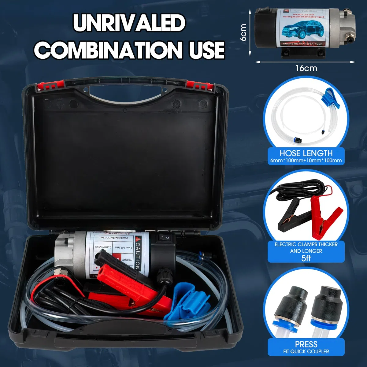 12V 100W Ölabsaugpumpe Kraftstoffpumpe Motoröl-Wechsel Diesel Umfüllpumpe Fluid ExtractorGeräuscharm Ausgestattet mit Aufbewahrungsbox aus Kunststoff