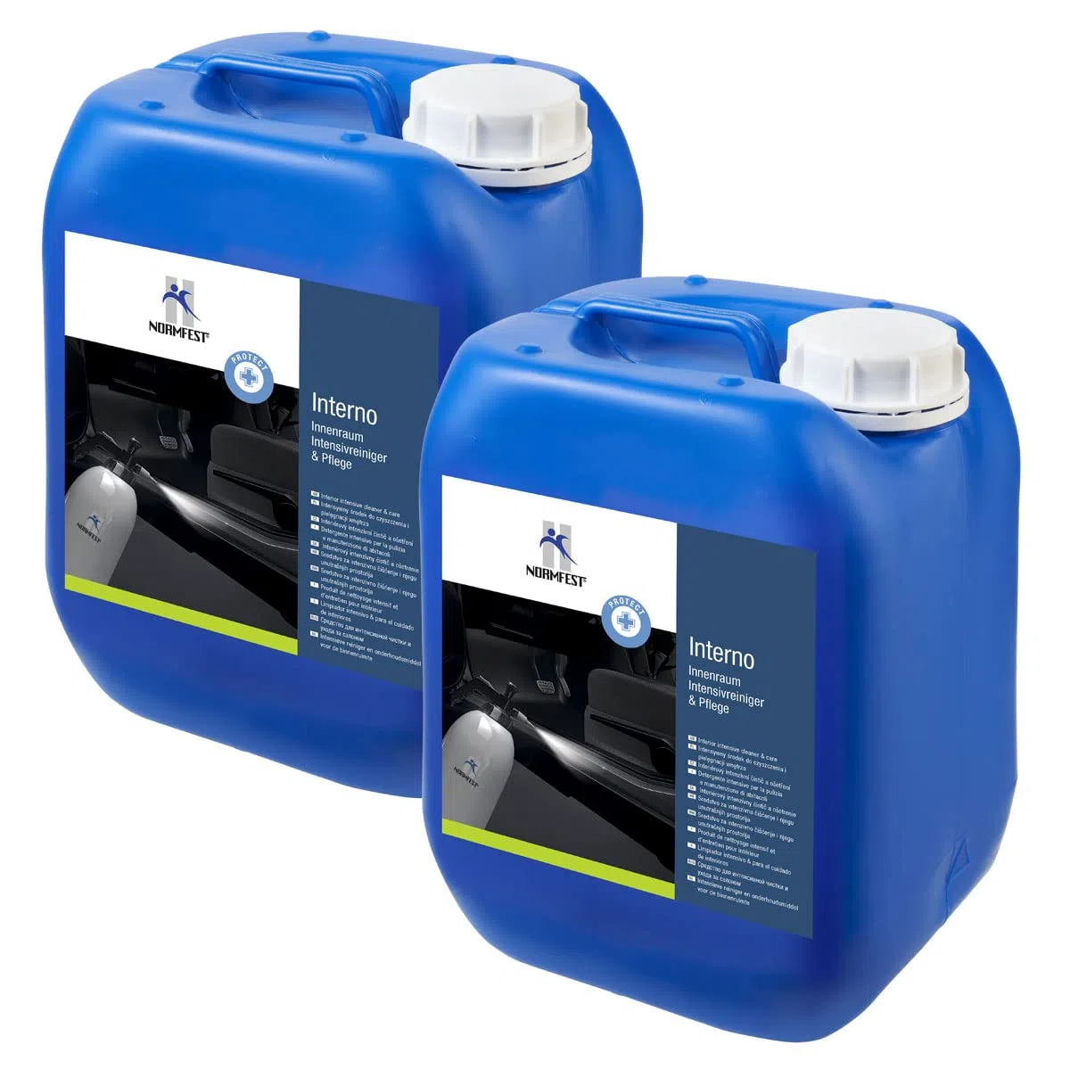 Normfest - Interno Innenraumreiniger, 2x 5000 ml | Hochwirksamer Premium KFZ, NFZ, Boot Reiniger | Für Fast alle Oberflächen geeignet | Hochwertige Autopflege - Made in Germany