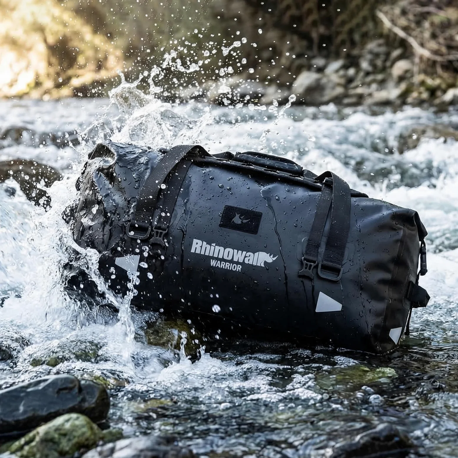 Rhinowalk Motorradtasche Gepäckrolle Wasserdicht 20/40/65L Hecktasche Sitztasche MOLLE-System Duffel Bag Satteltasche Reisetasche mit Schultergurt für Outdoor Touring, Camping, Motorradfahren