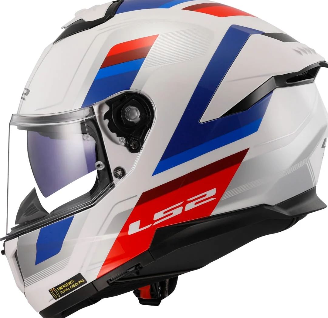 LS2, Integraler Motorradhelm STREAM II VINTAGE Gloss White Blue Red, M | Spezifikationen: Größen: XS – 3XL (3 Schalengrößen: XS-S / M-L / XL-3XL)