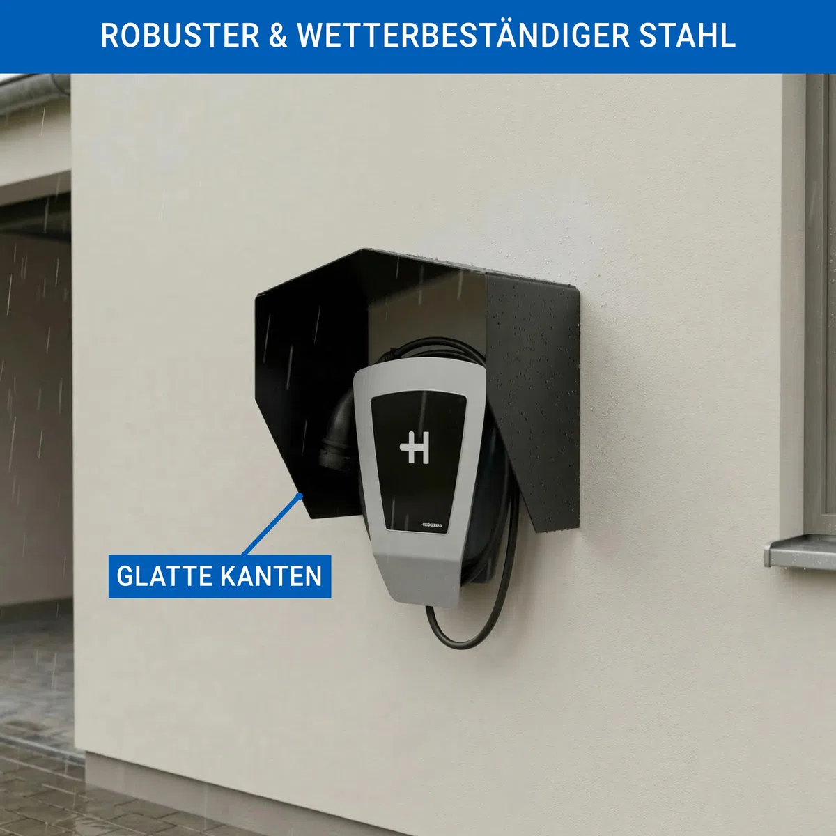 Wallbox Wetterschutz aus rostfreiem Stahl • Schutzdach Wallbox Abdeckung • Wetterschutzdach Regenschutz Überdachung für EV Ladestation