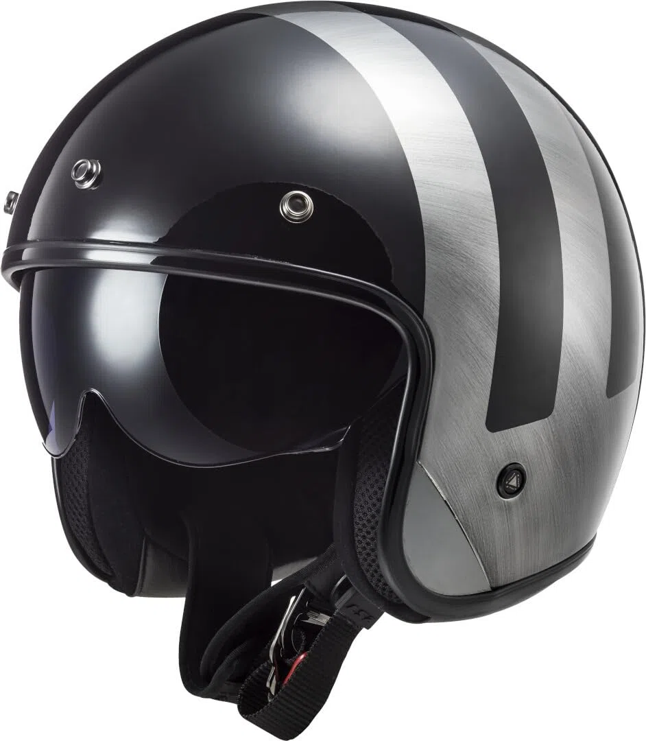 LS2, Jet-Motorradhelm BOB II LINES Gloss Black Jeans, XS
