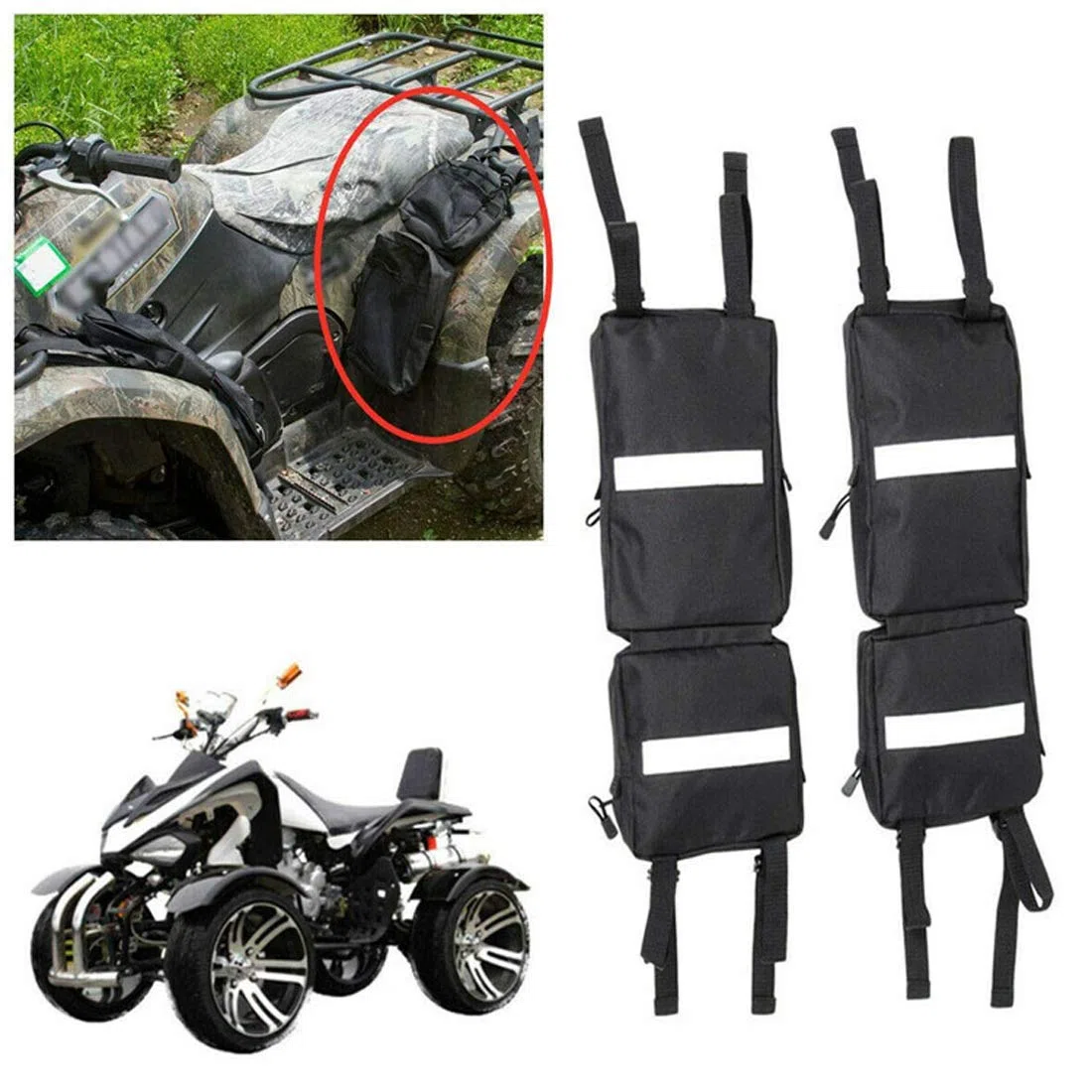 Verve Jelly ATV Strandautos Aufbewahrungstasche, 2pcs 600D Oxford Cargo Tank Bags, Anhänger Hängende Beuteltasche, wasserdichte Satteltasche für ATV Fender, Schneemobile