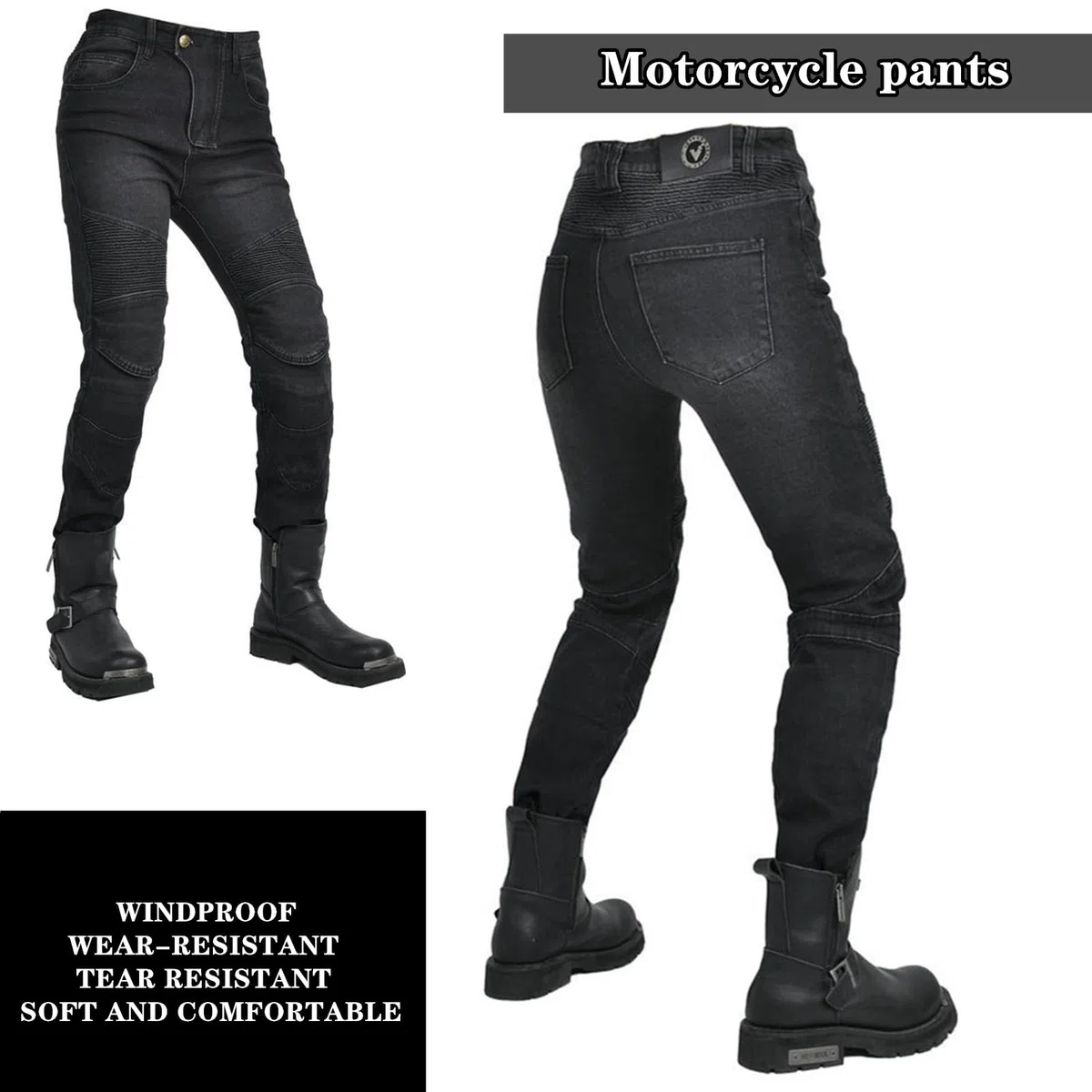 Herren/Damen Slim Fit Motorrad Jeans Mit Protektoren Knie Und Hüftprotektoren Stretch Slim Fit Denim Motorradhose Cargo Motorradjeans Schutzhose Biker Pants