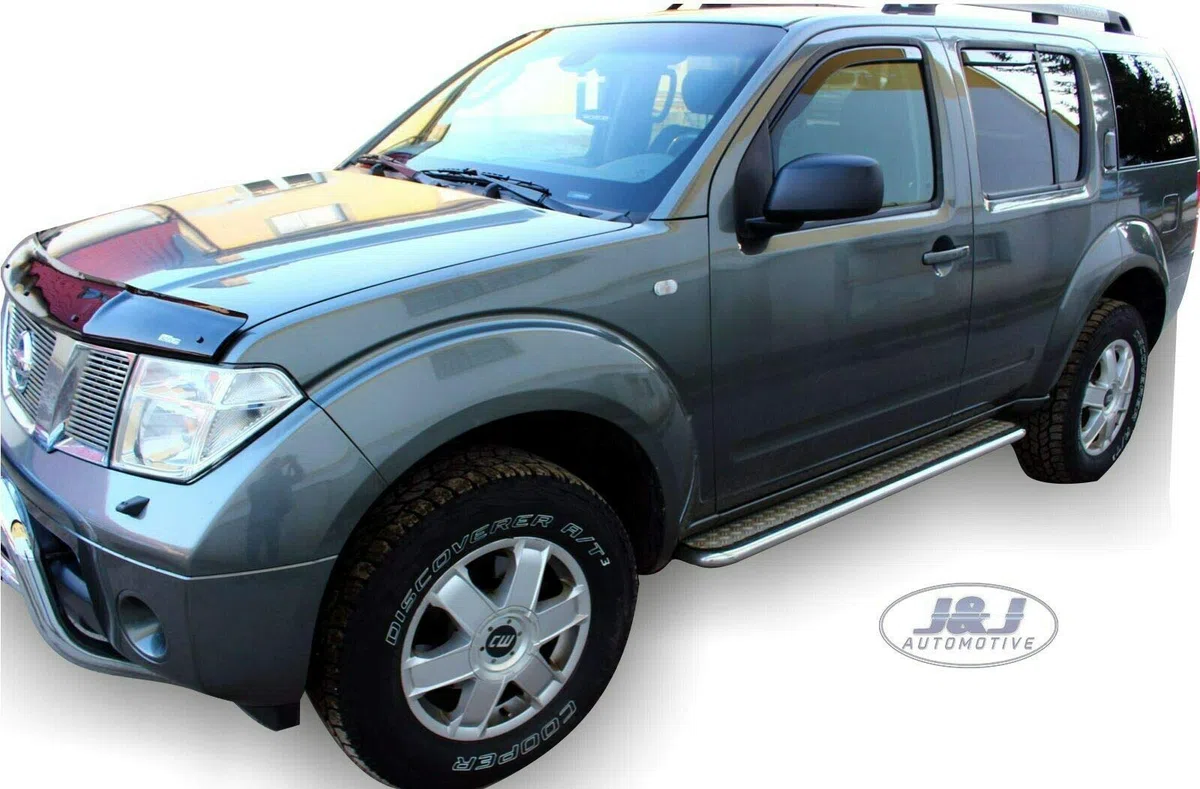 J&J AUTOMOTIVE Windabweiser passend für Nissan Pathfinder R51 2005-2012 4tlg, Heko Regenabweiser Vorne Hinten Getönt Dunkel Passform