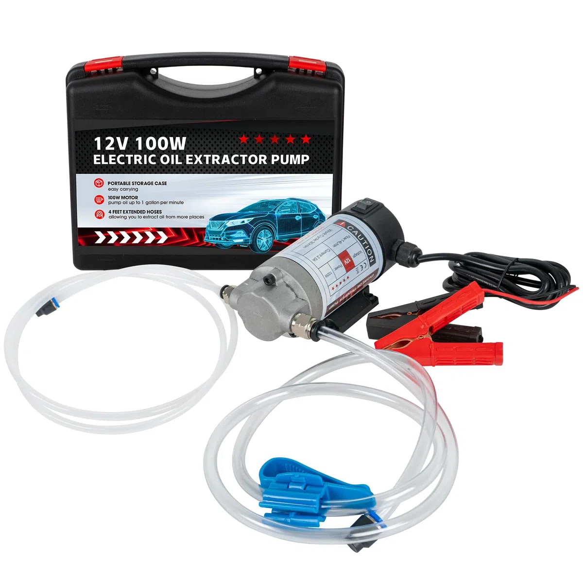 12V 100W Ölabsaugpumpe Kraftstoffpumpe Motoröl-Wechsel Diesel Umfüllpumpe Fluid ExtractorGeräuscharm Ausgestattet mit Aufbewahrungsbox aus Kunststoff