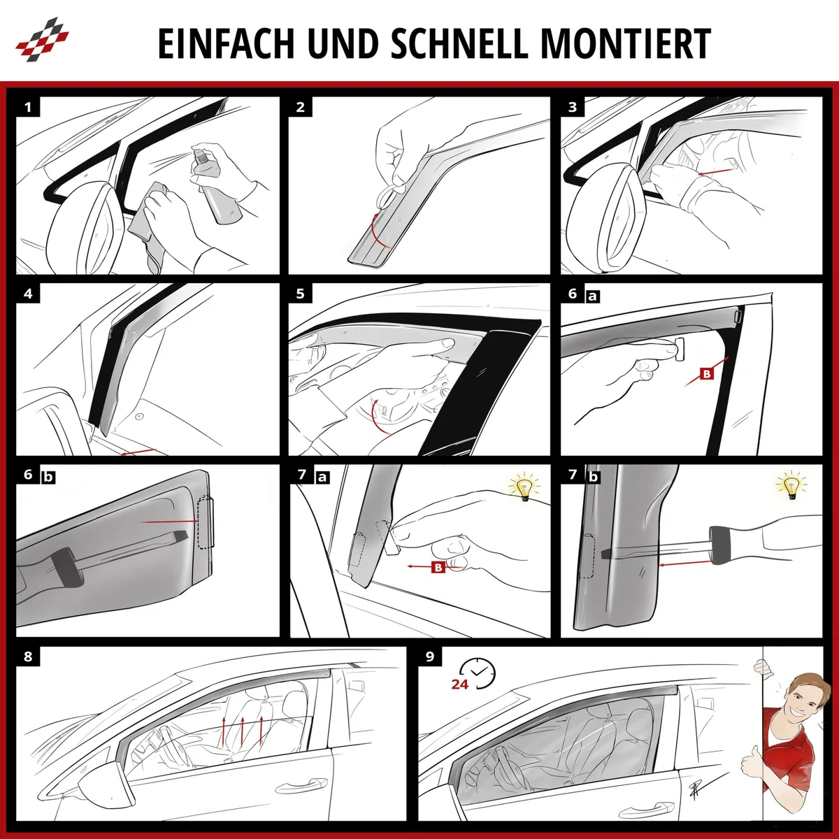 Walser Premium Auto Windabweiser für VW Up/Seat MII 2011-Heute, Skoda Citigo 2011-2019 3-Türer, Passform Regenabweiser Set für Fahrer- und Beifahrerseite, Auto Windabweiser 2 STK.