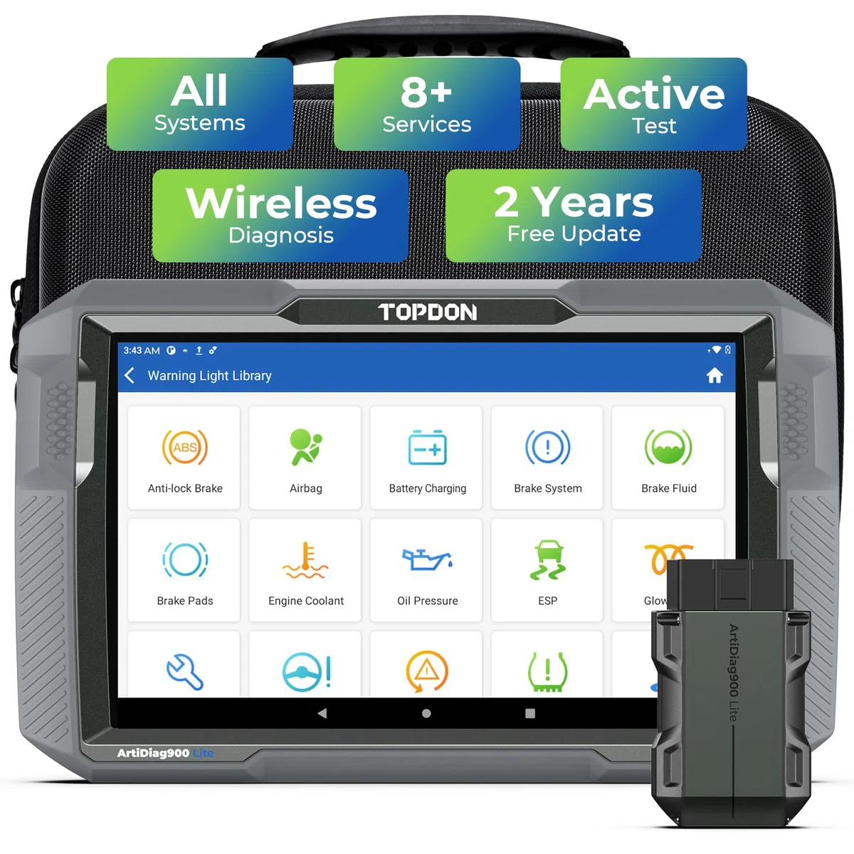 TOPDON Diagnosegerät Auto ArtiDiag900 Lite mit bidirektionalem Scan, FCA-Gateway & CAN-FD, Alle Systeme, 8+ Reset-Diensten, kabelloser Bluetooth OBD2 Diagnosegerät, AutoVIN, 2 Jahre kostenloses Update