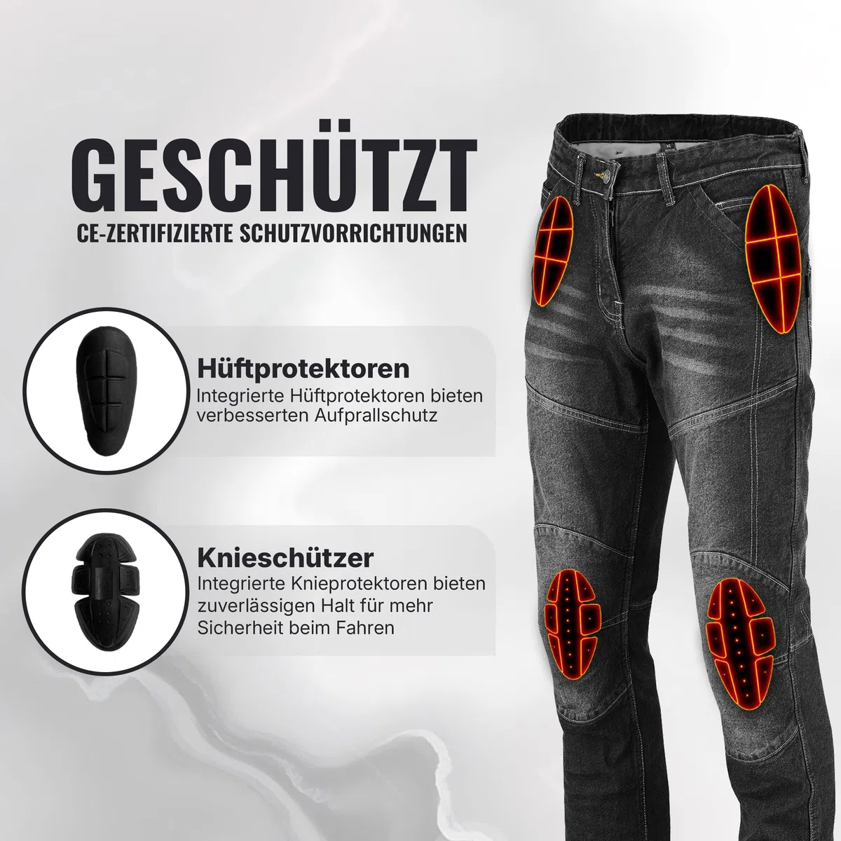 Motorradhose Herren, Motorrad Jeans Damen Aus Aramidfaser, Unisex Motorrad Schutzhose Hose Mit Protektoren CE-geprüft nach EN 17092-3:2020