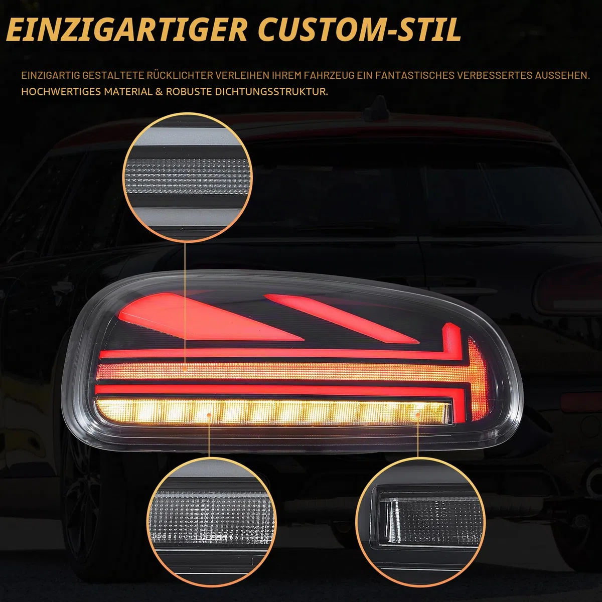 VLAND Rückleuchten Kompatibel für Mini Clubman F54 F54LCI One, Cooper, Cooper S/SD, JCW 2015-2023, Mit E-Prüfzeichen,1 Satz (Schwarz)