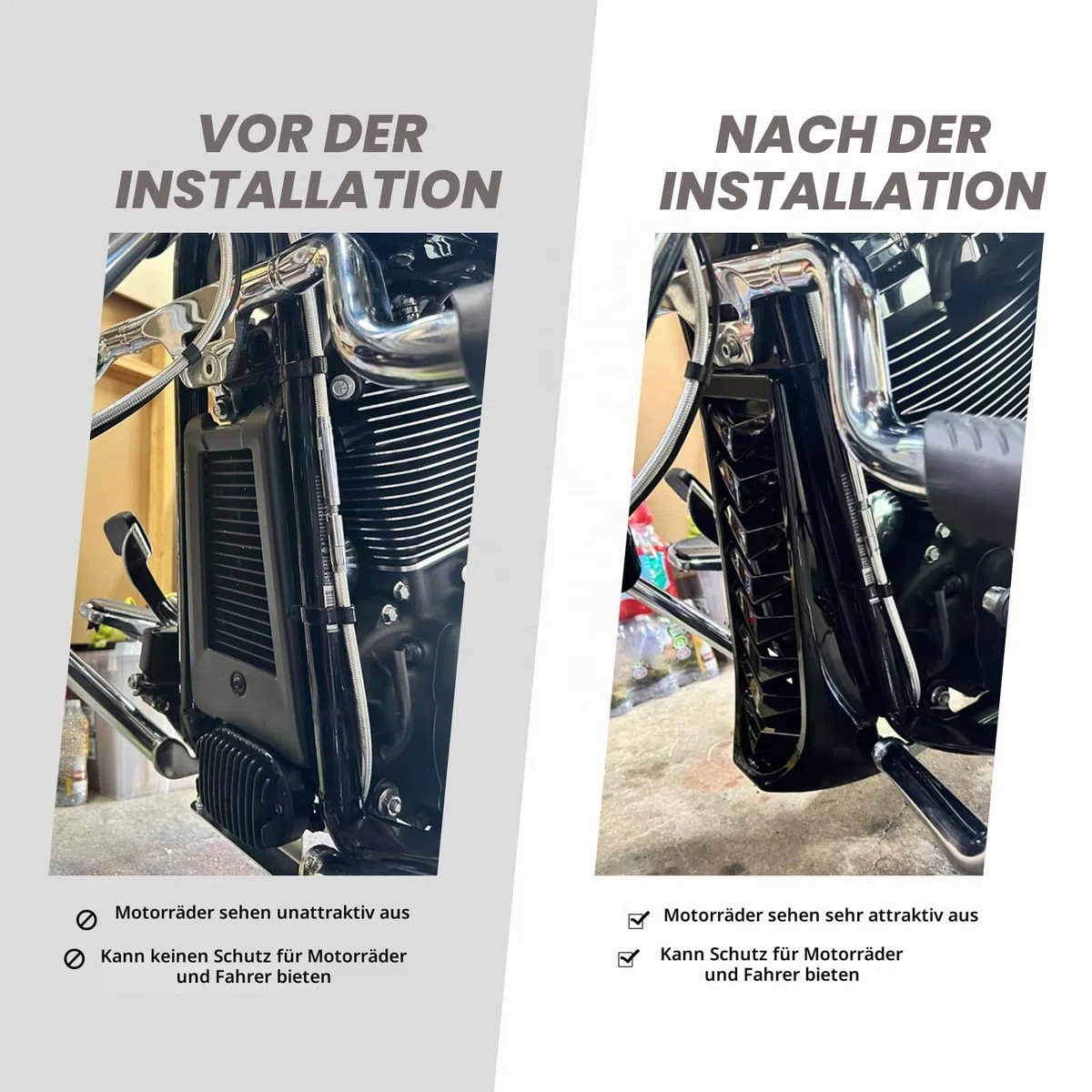 Schwarze untere vordere Kinnspoiler Air Dam Verkleidung Abdeckung für Harley Softail Street Bob Breakout Fat Bob 2018-2021