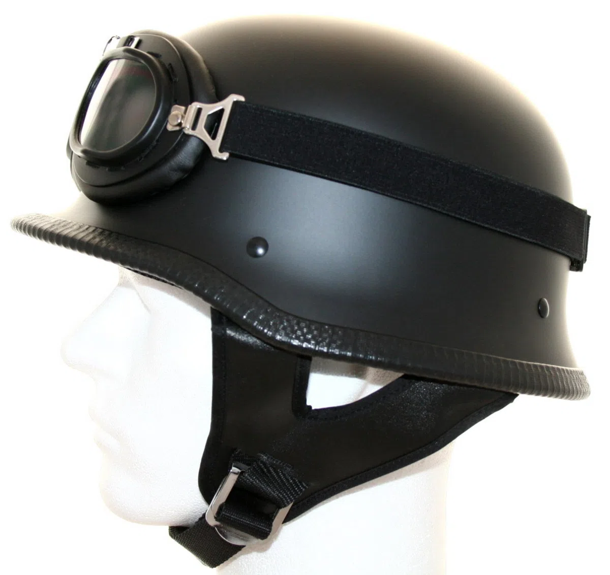 ATO-Helme Oldtimer Motorradhelm mit Fliegerbrille Wehrmachtshelm (M 57/58cm, Schwarz matt)
