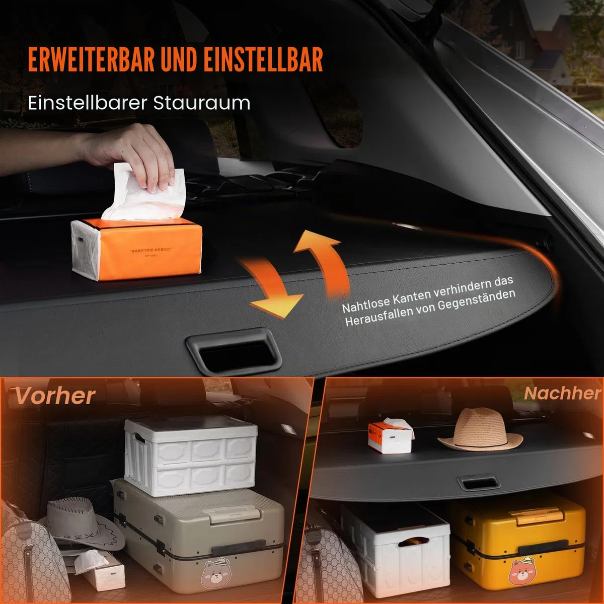 VEVOR Einziehbare Laderaumabdeckung wasserfeste Kofferraumabdeckung für Toyota RAV4 2019–2025 5-Seater, UV-beständige Kofferraumabdeckung aus Aluminiumlegierung & PVC-Lederstruktur