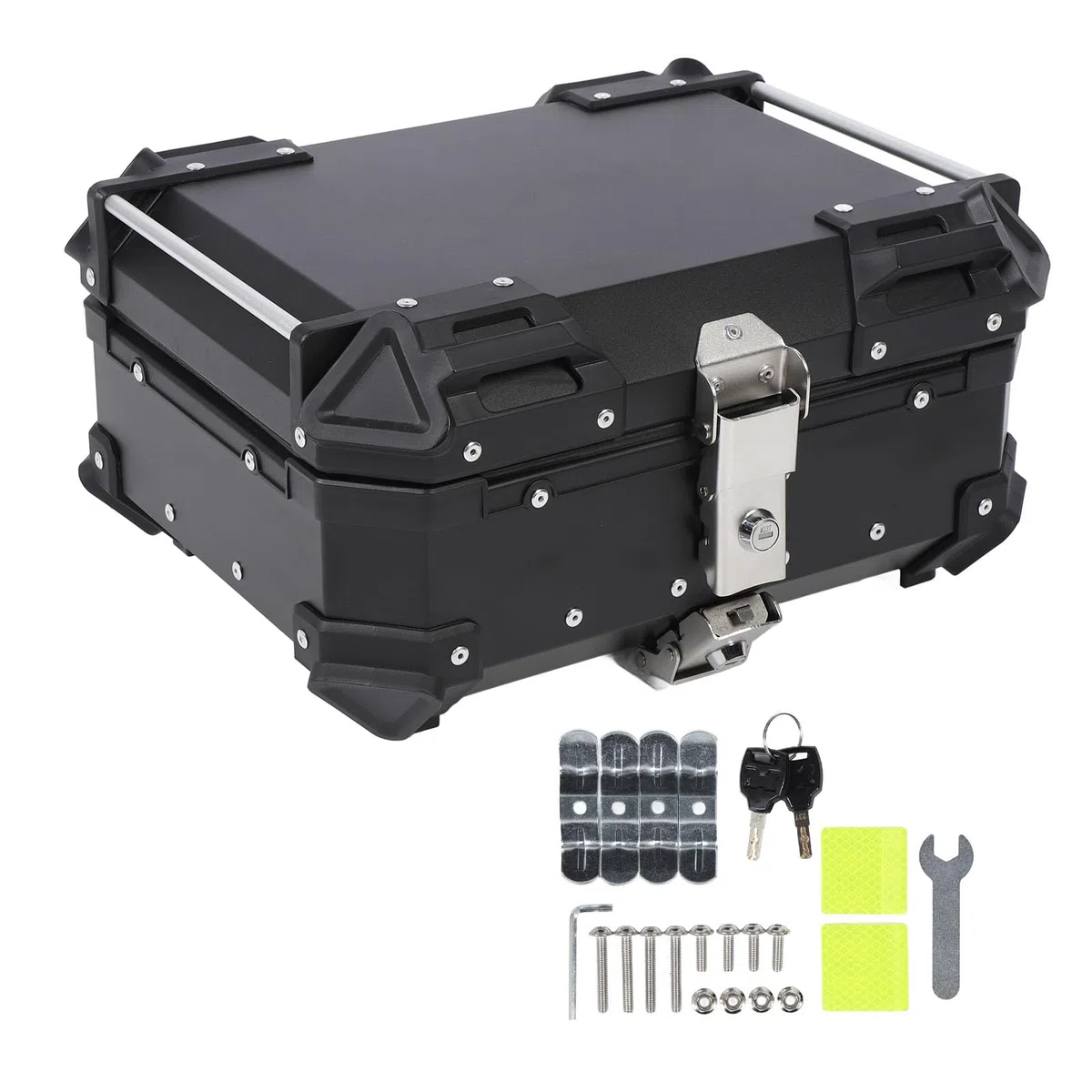 25-Liter-Motorrad-Topcase, 25-Liter-Heckkoffer aus Aluminiumlegierung mit Sicherheitsschloss, Universelle Motorrad-Gepäckträgerbox, KofferraumHeckbox für Helm, Regenmantel