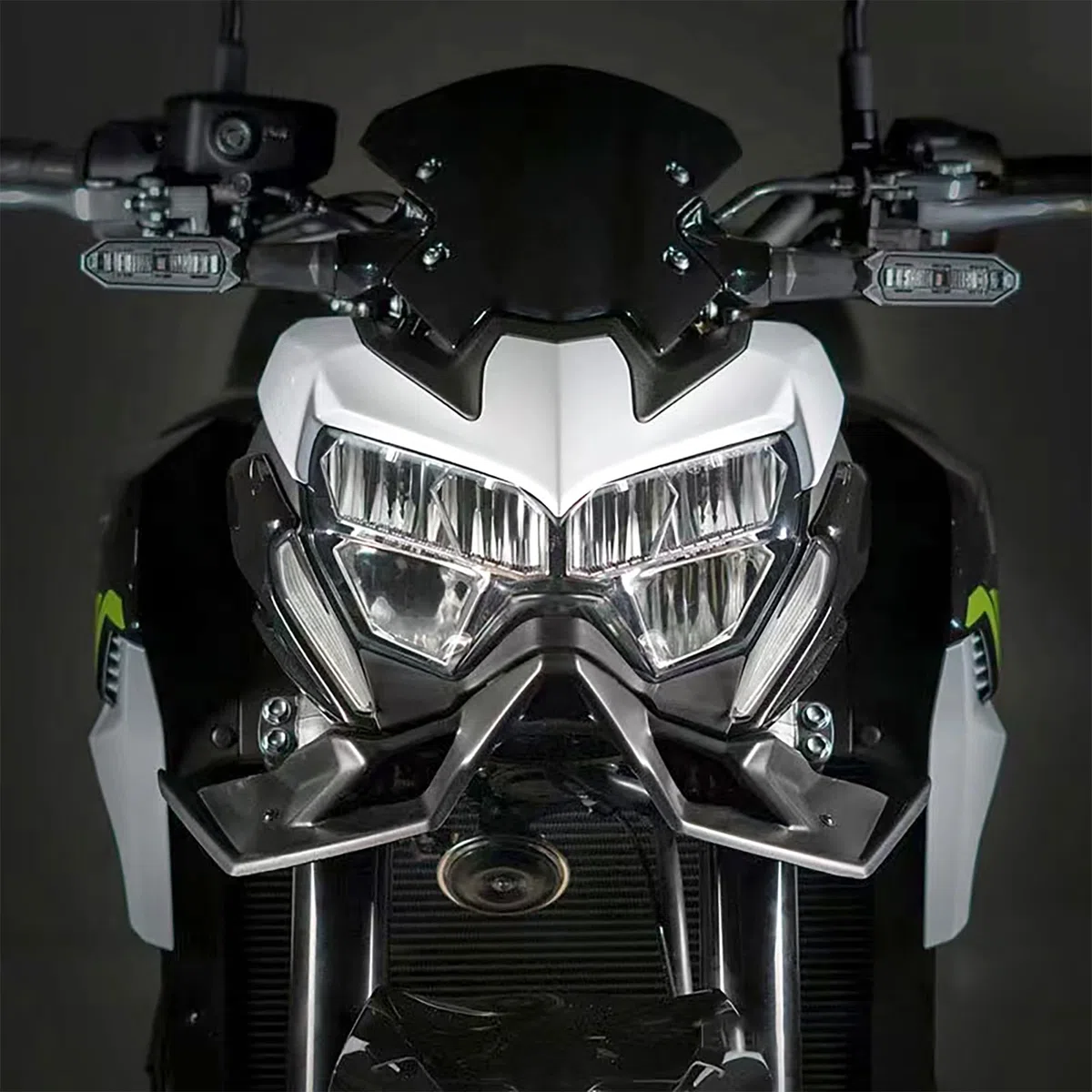 Motorrad Untere Vorderrad Schnabel Nasenkegel Abdeckung fur Z900 Z 900 2020 2021 2022 2023 2024 Scheinwerferverkleidung Aerodynamisches Winglets Verkleidungs Dekorationsset (Schwarz)