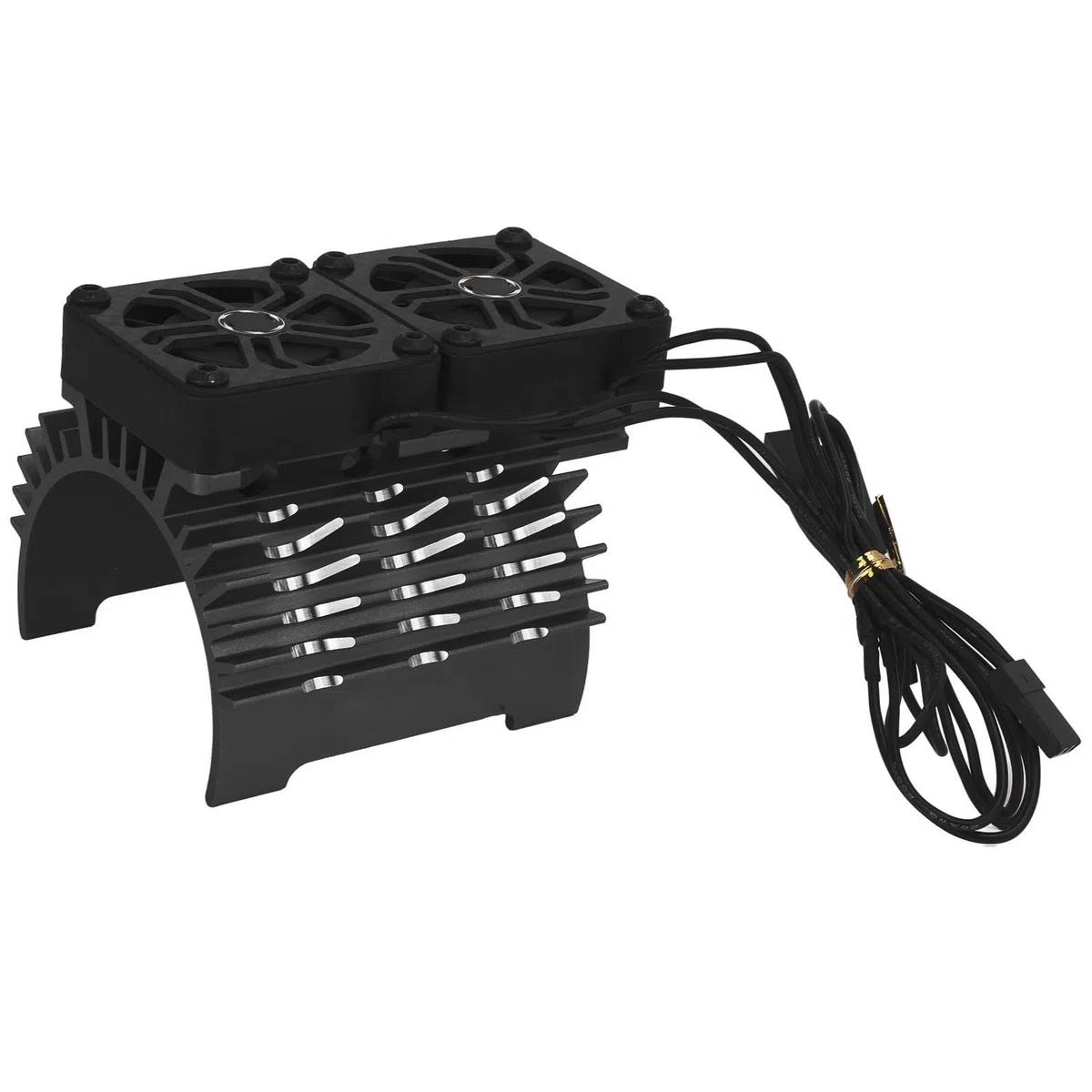 Dualer Lüftermotor, Motor, Kühlkörpermotor, Kühlgebläse, 8,4 V, 16000 U/min, Wärmeableitung [Platzhalter] mit Aluminiumlegierung und Kunststoff für 55 56 58 Mm Bürstenloser (Schwarz)