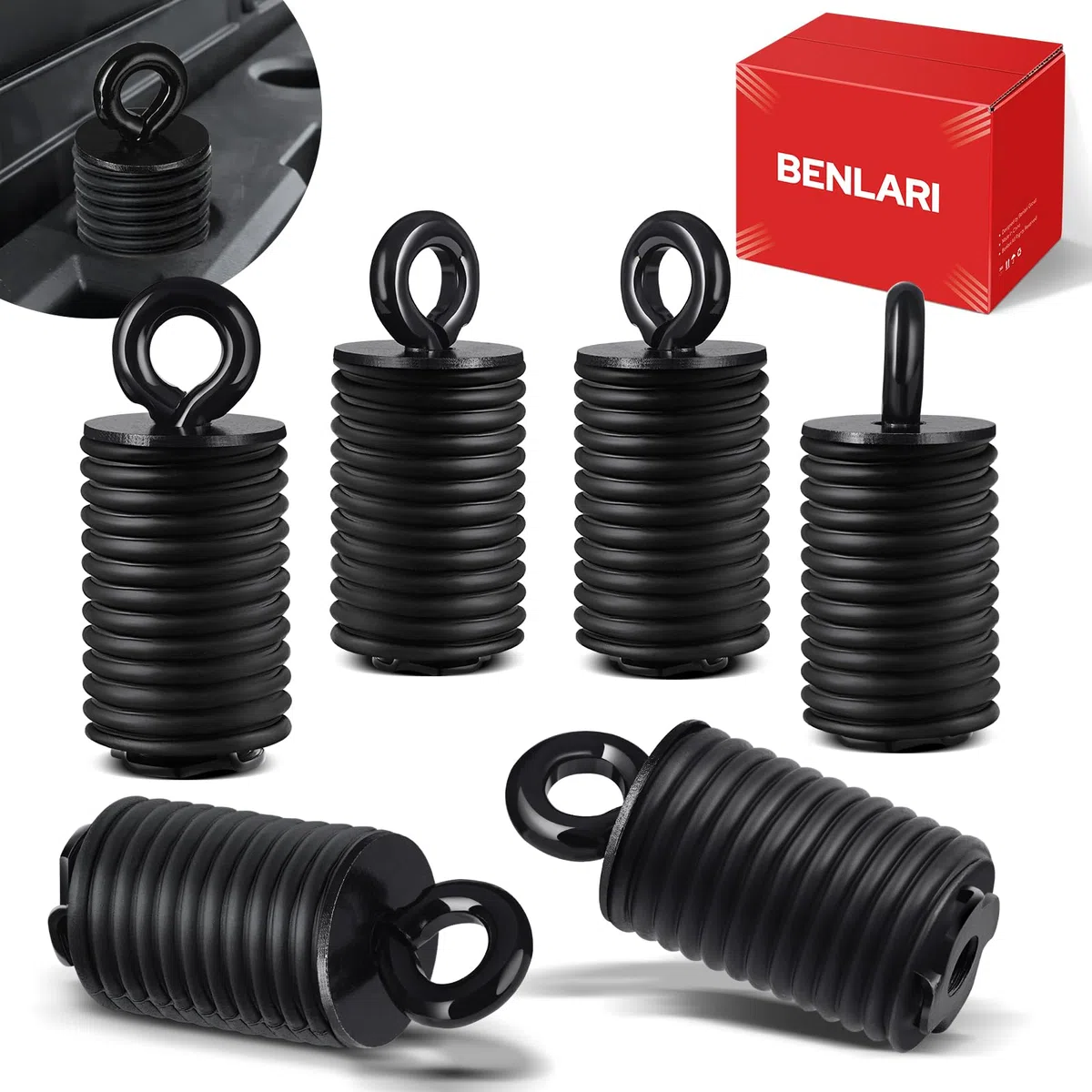 Benlari 2,5 cm ATV Spannanker Schloss und Ride Eisen Gummi passend für Polaris RZR Sportsman Ace 2013-2025 Schwarz