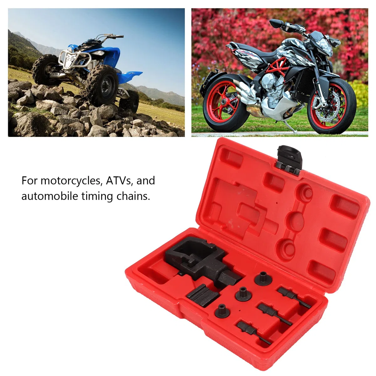 Motorrad Kettentrenner Set, 8 Stück Motorradketten Kettenunterbrecher Nietwerkzeug, Reparatursatz Ketten Trennwerkzeug Entferner Kettentrenner Werkzeugsatz für 520 525 530 532 Antriebsketten