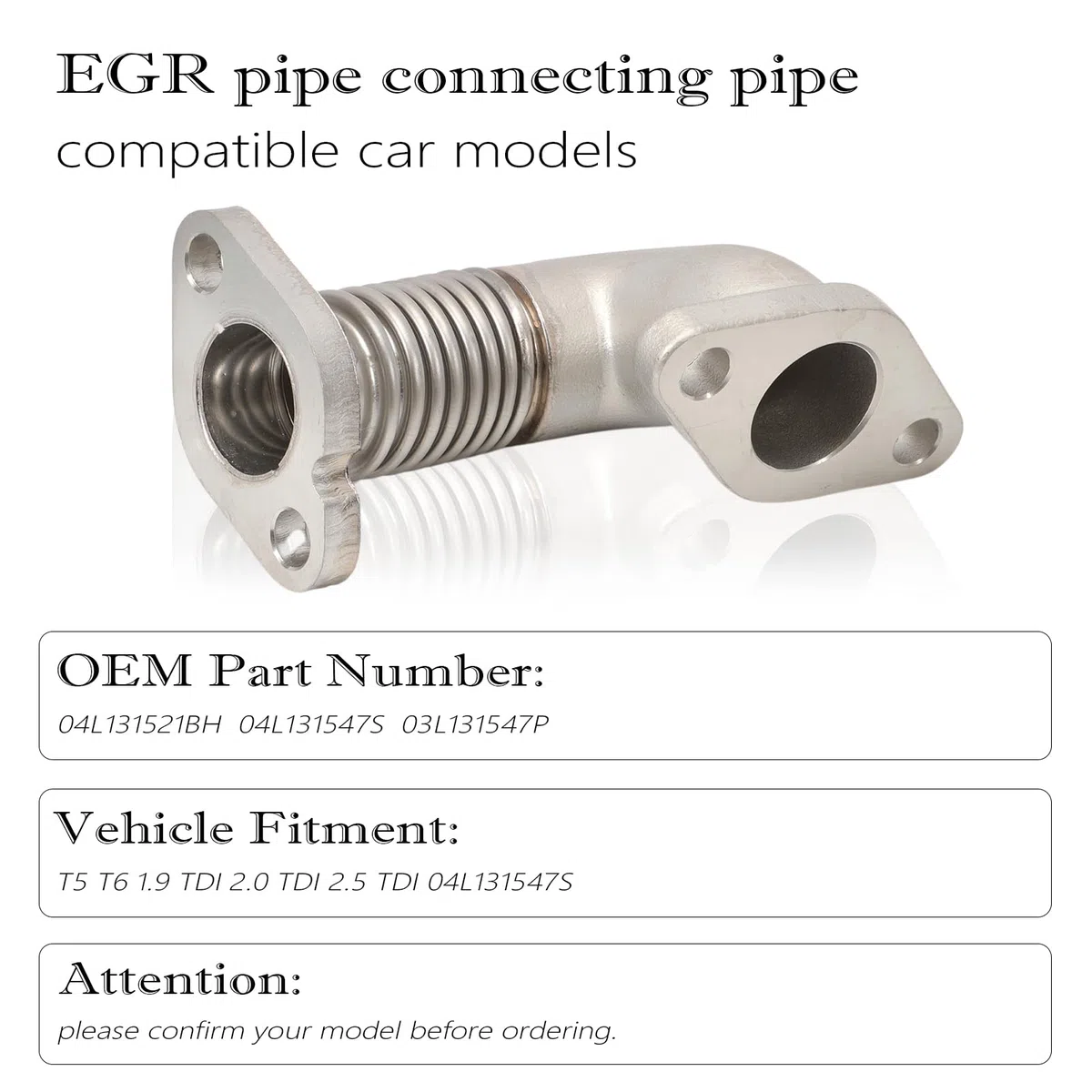 AGR Rohr Verbindungsrohr für T5 T6 1.9 TDI 2.0 TDI 2.5 TDI AGR Verbindungsrohr 04L131521BH 04L131547S 03L131547P