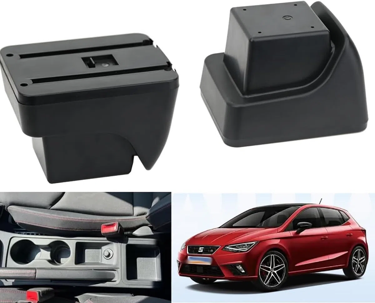ZENVI MittelArmlehnen Compatible with Seat Ibiza Armlehnen 6F 2017-2026 Mittelkonsolen Veranstalter Armlehnen Doppelter Stauraum Verwendbar Ellbogenstütze（Kohlefaser-Stil）