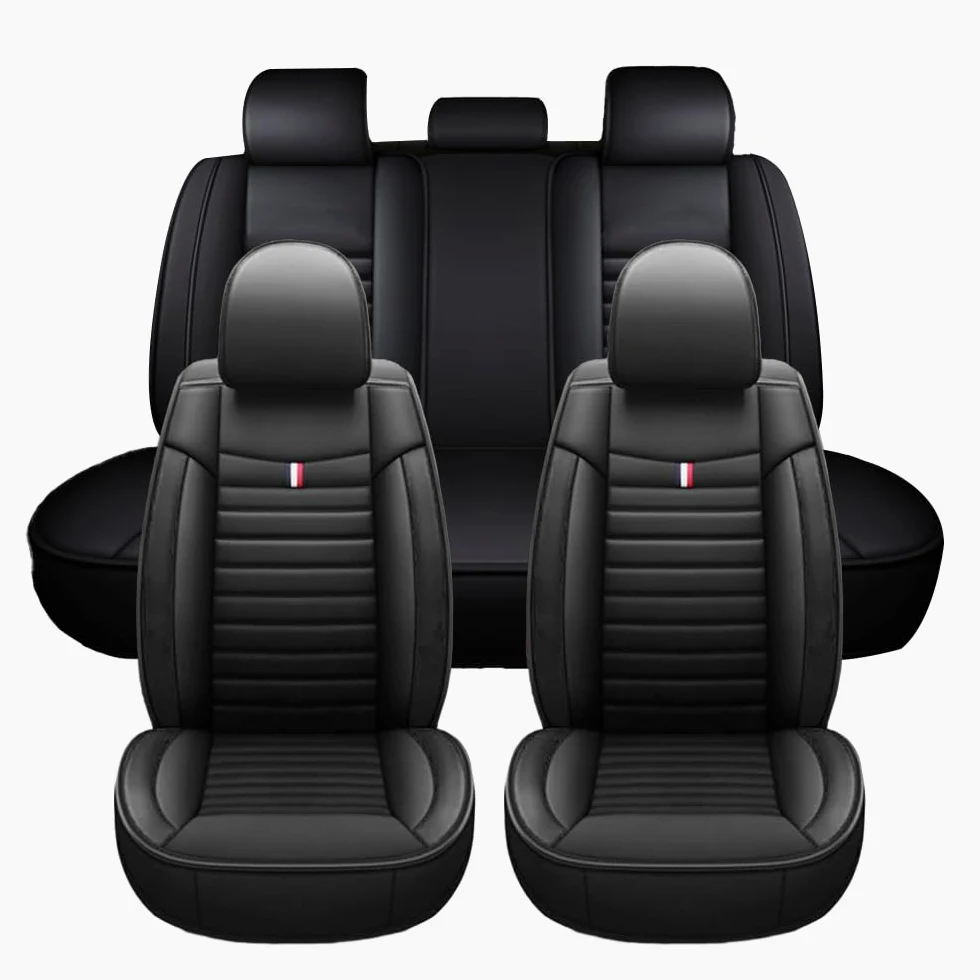 Für Skoda-Fabia Octavia (2005-2014) Rapid Spaceback Superb (2005-2014) Yeti, 5-Teiliges Set Aus Universellen Autositzbezügen Aus Leder – Atmungsaktiv,Schmutzabweisend,Verschleißfest (Schwarz)