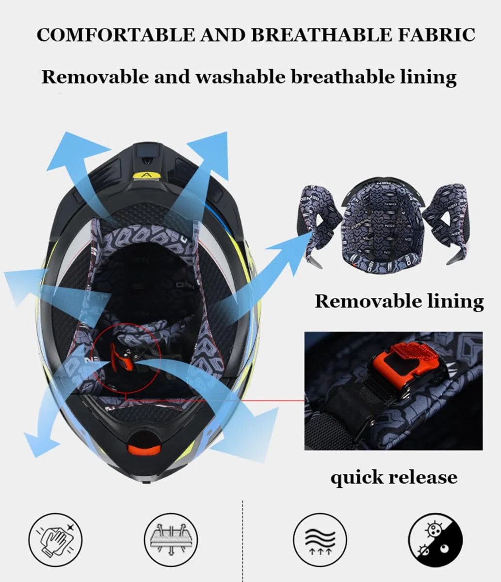 Klapphelm mit Sonnenblende Bluetooth Motorradhelm Helm Motorrad Klapphelm Motorradhelm ECE Zertifiziert Integralhelme Mit Doppelvisier Motorradhelm Klappbar Für Herren Damen