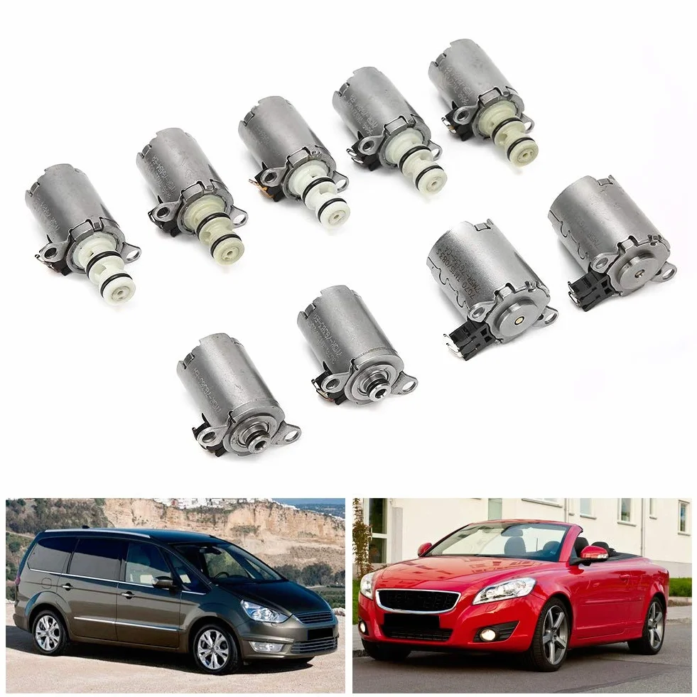 Qiilu 9-teiliges Getriebemagnetventil, 6-Gang MPS6 6DCT450 Getriebemagnetkit Passend für Focus/C-/Galaxy//Mondeo