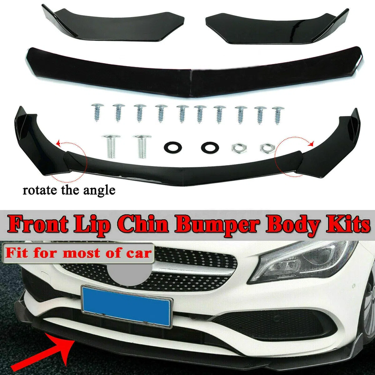 Universal Frontstoßstange Lippe Splitter Schutz Splitter Spoiler schwarz glänzend
