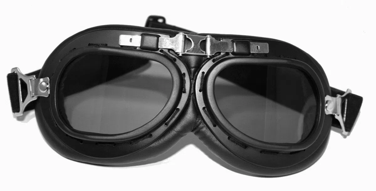 ATO-Helme Oldtimer Motorradhelm mit Fliegerbrille Wehrmachtshelm (M 57/58cm, Schwarz matt)