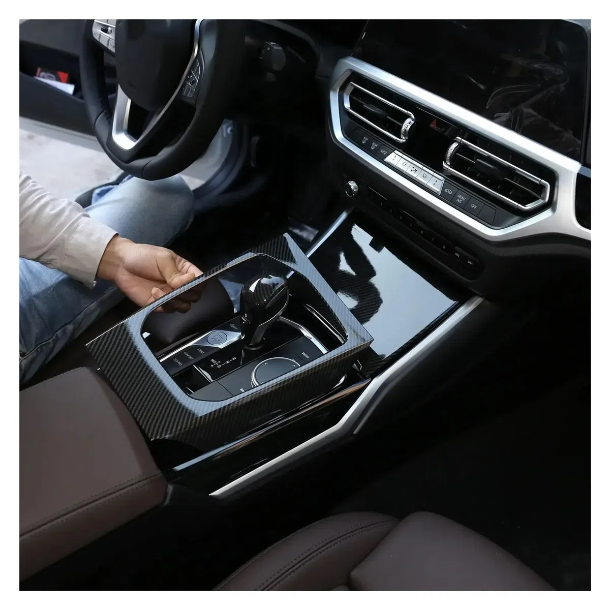 Kompatibel mit BMW 3er-Serie 4er-Serie G20 G21 G22 2020–2022, ABS-Kohlefaser, Auto-Schalttafel-Abdeckung, Innenausstattung, Zieraufkleber, Autozubehör