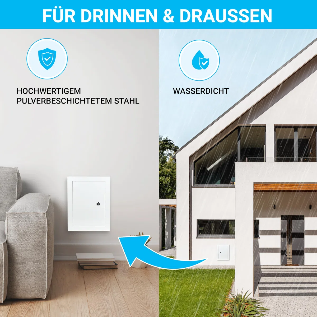 SYSTERM Stahl Revisionsklappe mit Schloss Revisionstür Serviceklappe zur Inspektion und Abdeckung, Abschließbar am Schlüssel, Weiß, Größe wählbar (Weiß, 40x60)