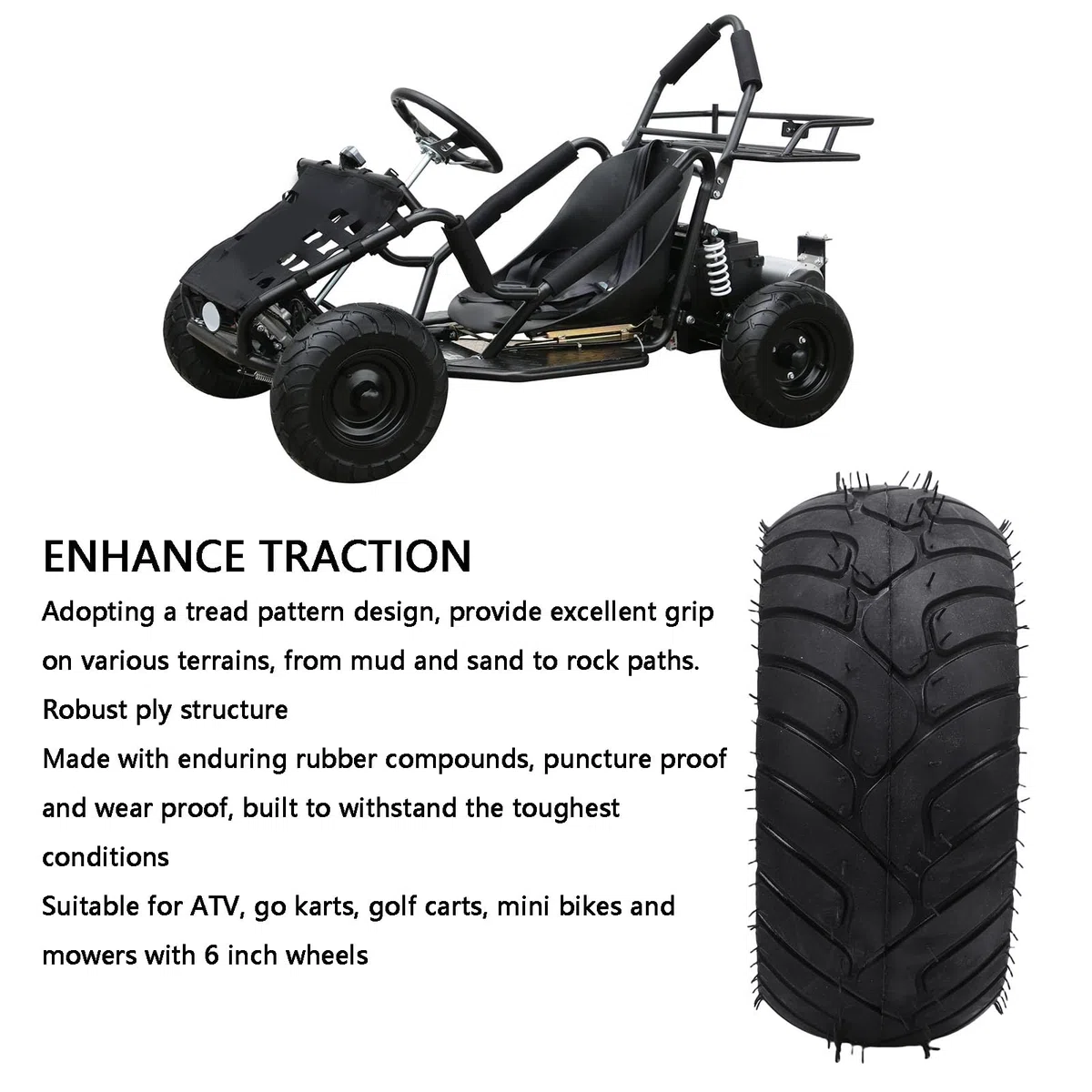 CCYLEZ 13x5.00-6 ATV-Reifen mit Felgen, 6-Zoll-Reifen und Rädern, Gummi-Laufreifen und Radbaugruppe für ATV UTV Go Karts Carts Mini Bikes Mäher, 13/5.00-6