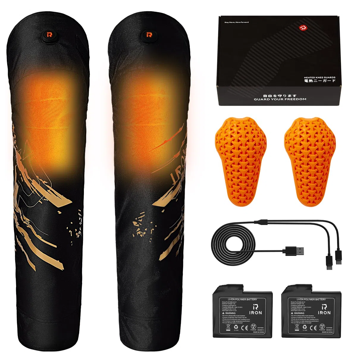 RIDEIRON Beheizbare Motorrad Knieschoner Winter Knieprotektoren abnehmbare CE2-Schutzausrüstung Motorrad Knieschützer Warm Wasser Winddicht für Damen Herren