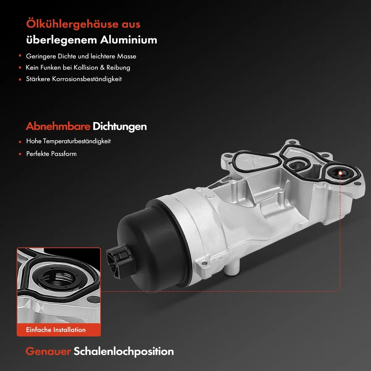 Frankberg Ölkühler Motoröl Ölfiltergehäuse Benzin Kompatibel mit C3 II SC C4 II NC DS3 SA 207 WA 208 I CA CC WC 5008 0E 0U Replace# V864375780