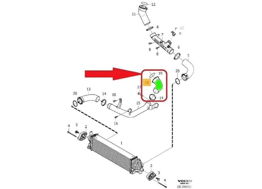 LLS-GERMANY Turboschlauch Ladeluftschlauch Kompatibel mit Vol.vo S60 - S80 - S90 - V60 - V70 - V90 - XC60 - XC90 32222268, 31370286