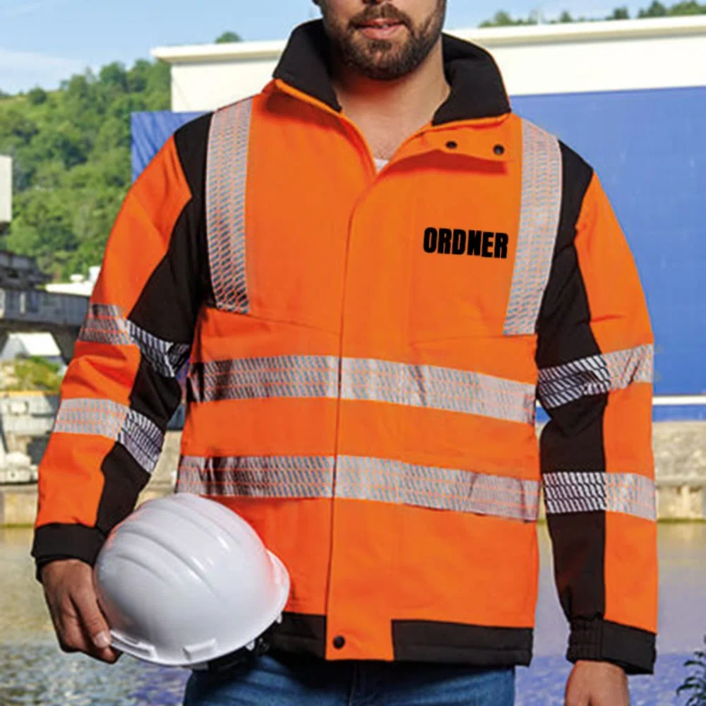 ORDNER Sicherheitsjacke Winterjacke GELB - Gelb Warnjacke nach EN ISO 20471 zertifiziert - Unisex und hochwertigem Reflektorstreifen