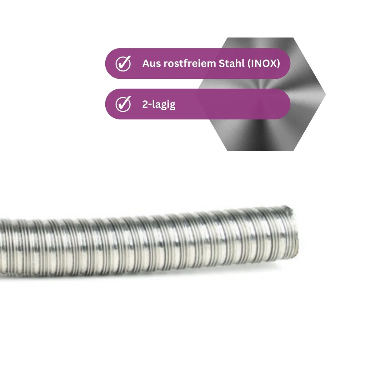 Abgasrohr Abgasschlauch 22mm 24mm 30mm 38mm 2-lagig rostfreier Stahl INOX für Standheizung Dieselheizung Notstromaggregat Stromgenerator Stromerzeuger (22mm (Länge: 3m))