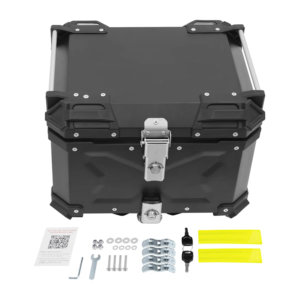 Topcase Motorrad 45L, Heckbox aus Aluminium, Motorradkoffer mit PU Leder Futter & Schloss | TopcaseProfessionelle | Universal Topcase | Max. Tragfähigkeit 10kg | Wasserdicht und Diebstahlsicher