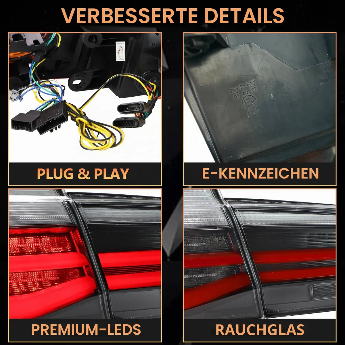 VLAND Rückleuchten Kompatibel für 3er F30 F80 M3 2012-2018 [Nicht für F31/F34], Mit E-Prüfzeichen,1 Satz (Schwarz)