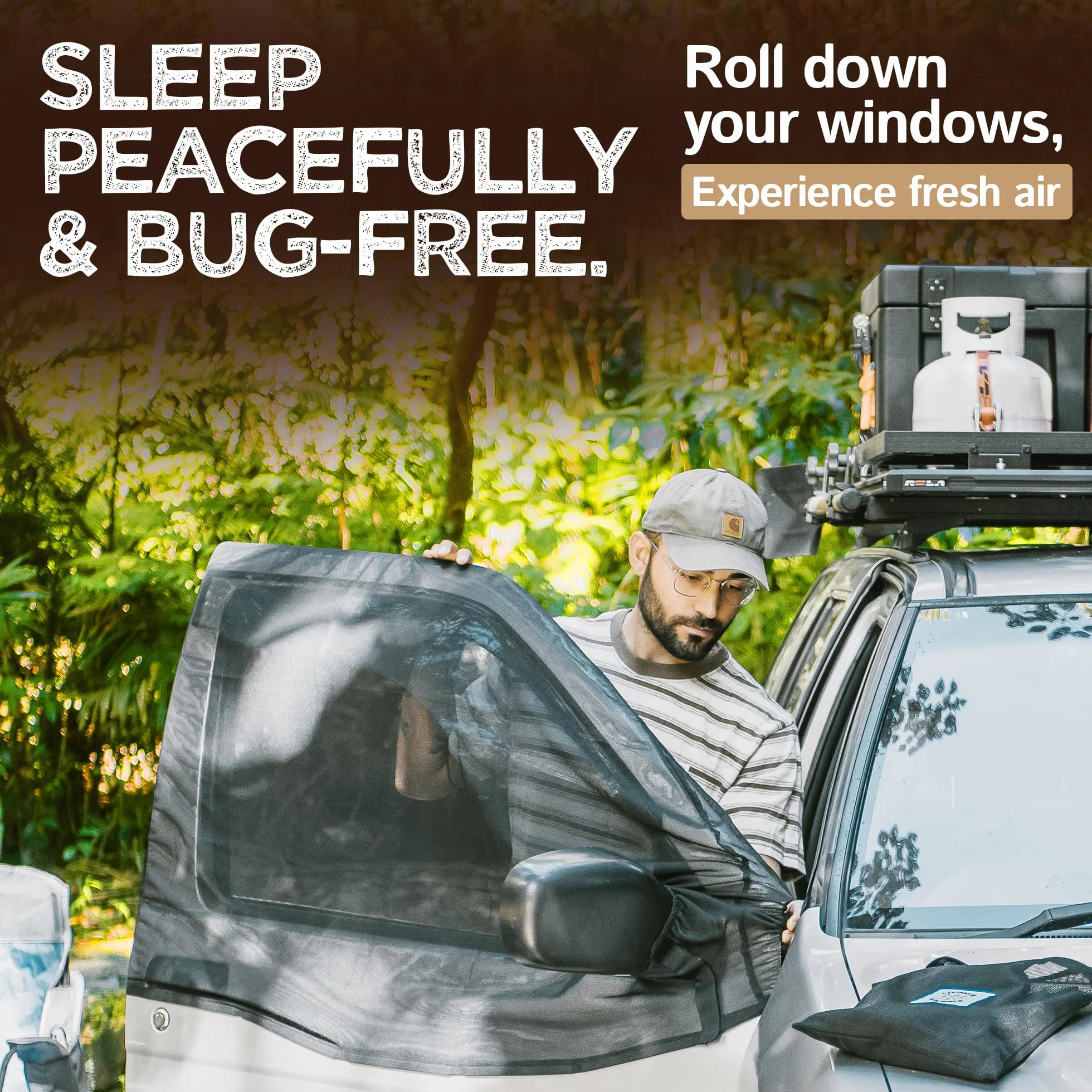 Living in a Bubble Magnetisches Insektenschutzgitter für Vordertüren (Paar) - Universelle Größe für Wohnmobile & Autos. Insektenschutzgitter Van-Leben Zubehör