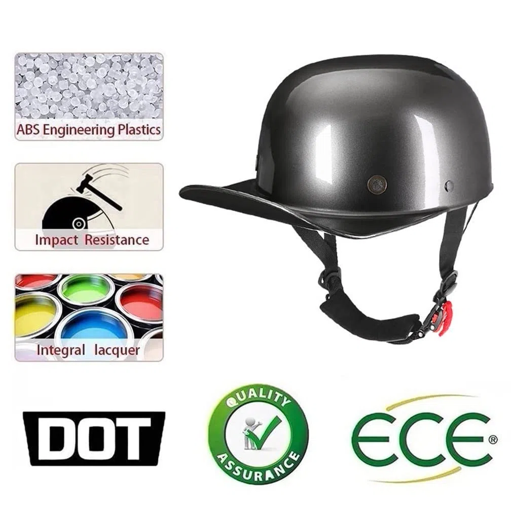 Motorrad-Halbhelme Mit Brille Und Gesichtsabdeckung, Retro-Schirmmütze Halbschale, Halbschalenhelm, DOT/ECE-geprüfter Vintage-Helm Im Deutschen Stil Für Männer Und Frauen (M/L/XL)