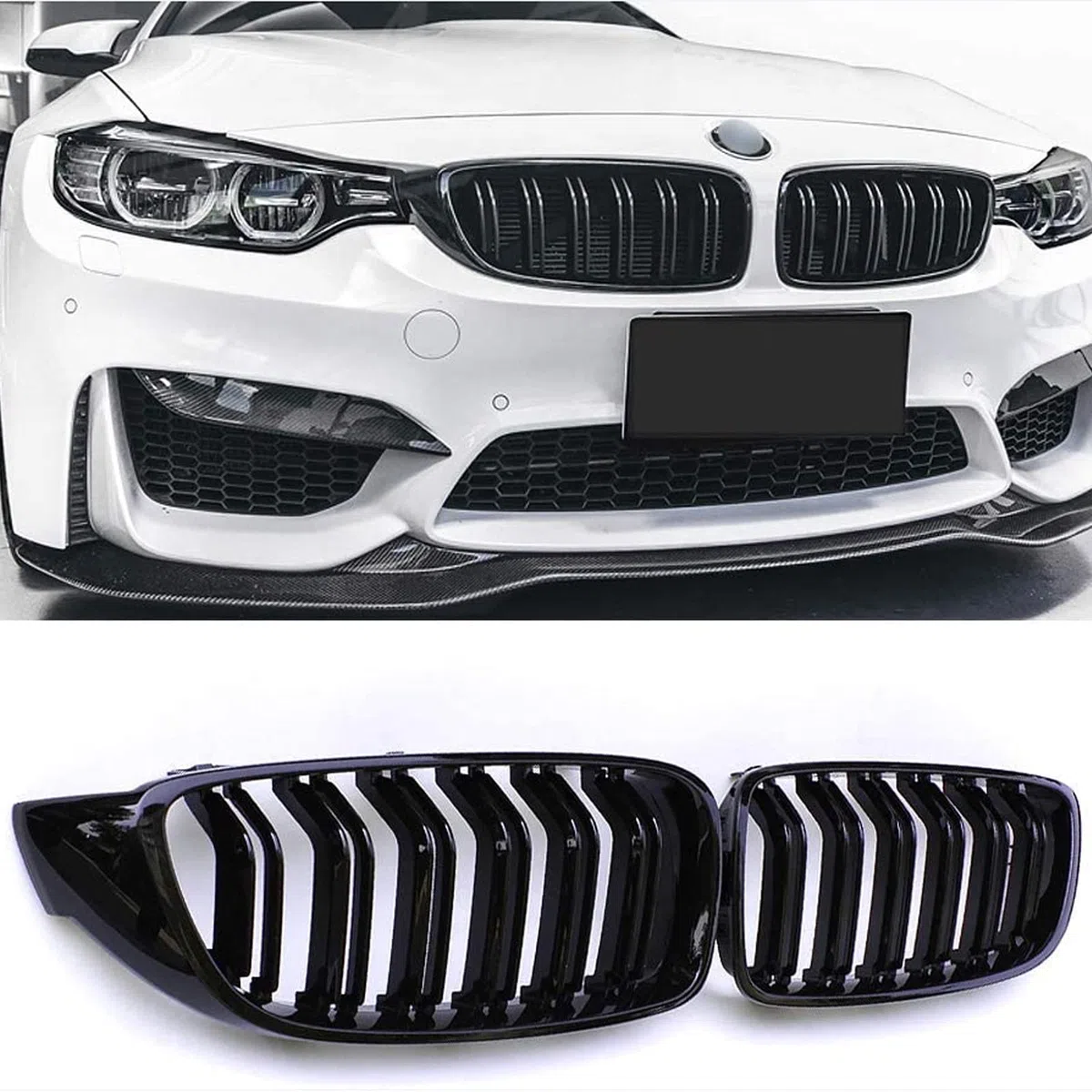 Nieren BMW 4ER F32 F33 F36 M4 2014-2020 Kühlergrill | Doppelsteg, Front Gitter,Schwarz Glanz