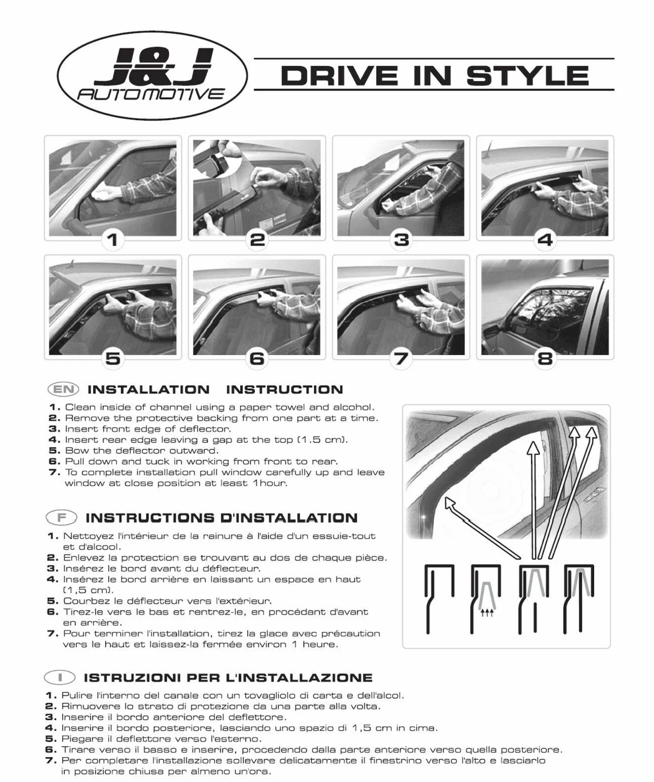 J&J AUTOMOTIVE Windabweiser passend für Ford Focus 1998-2005 4tlg, Heko Regenabweiser Vorne Hinten Getönt Dunkel Passform