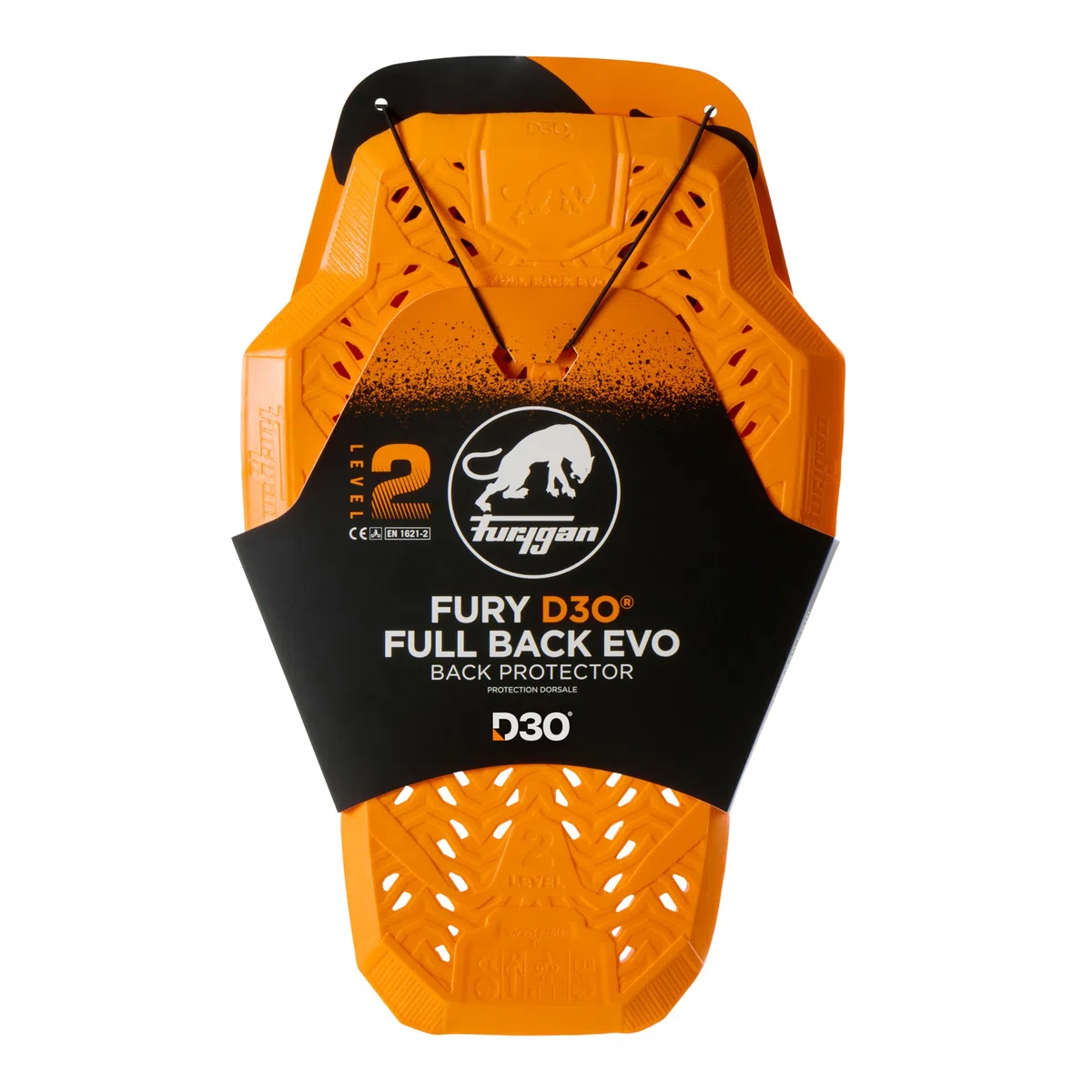 Furygan Full Back Fury D3O EVO – Level 2 zugelassener D3O-Rückenprotektor – zertifizierter Motorradschutz – Leichter, Flexibler Komfort – Belüftungssicherheit, Orange Version 2024 | Atmungsaktiv